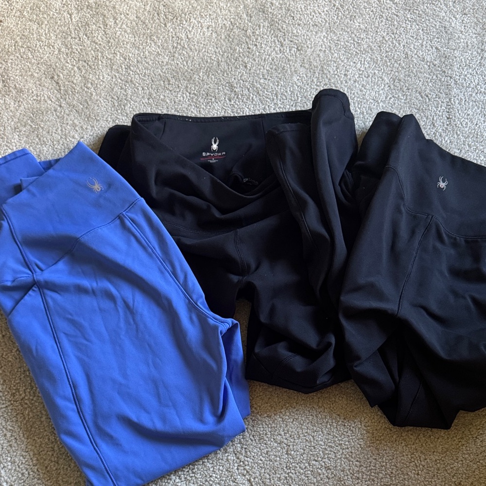 Spyder Black and Blue Active Leggings Trio